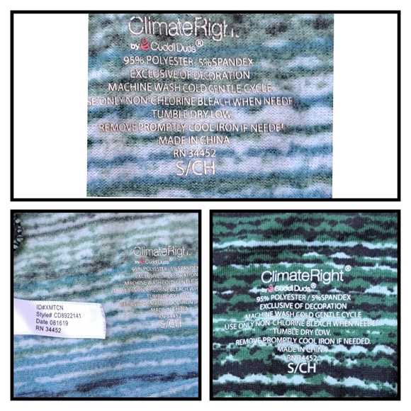 Size S/CH Climate Right By Cuddl Duds 2 PIECE Top & Bottoms Set - Picture 3 of 13